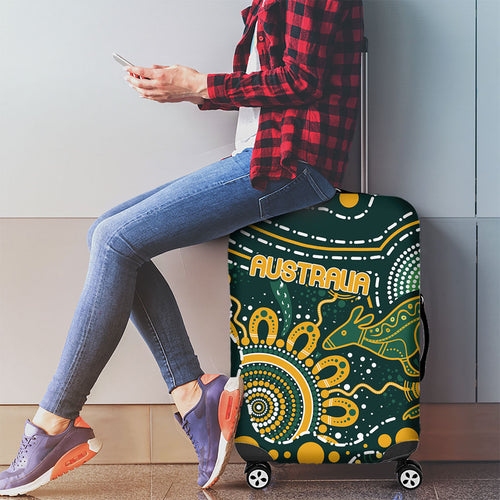 Australia Kangaroos Indigenous Luggage Cover Aboriginal Arts - Rising Sun