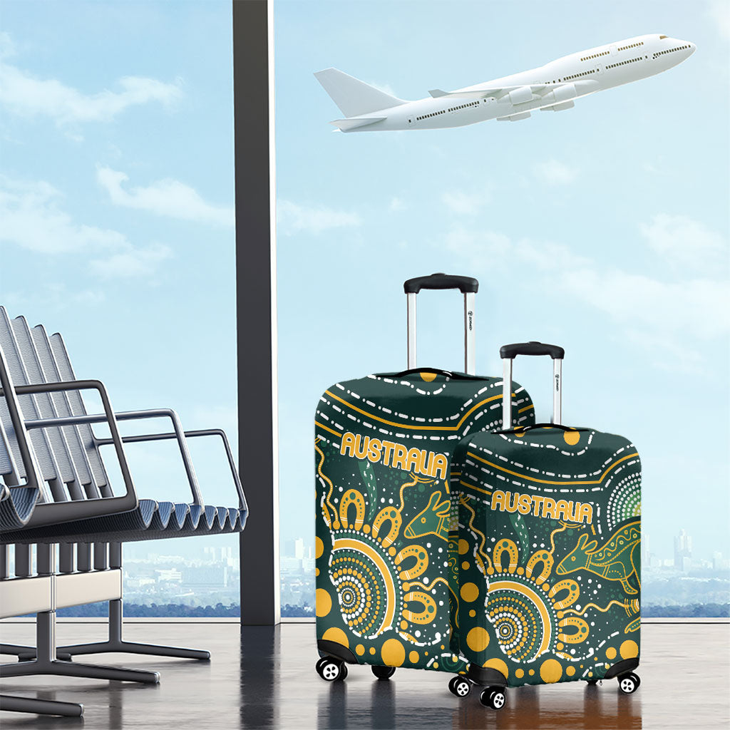 Australia Kangaroos Indigenous Luggage Cover Aboriginal Arts - Rising Sun
