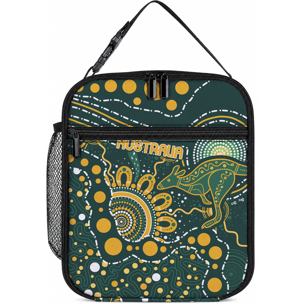 Australia Kangaroos Indigenous Lunch Bag Aboriginal Arts - Rising Sun