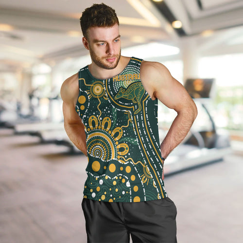 Australia Kangaroos Custom Indigenous Personalised Men Tank Top Aboriginal Arts - Rising Sun
