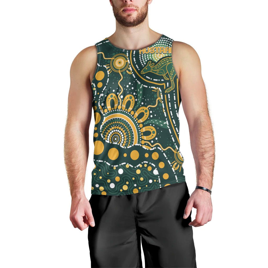 Australia Kangaroos Custom Indigenous Personalised Men Tank Top Aboriginal Arts - Rising Sun