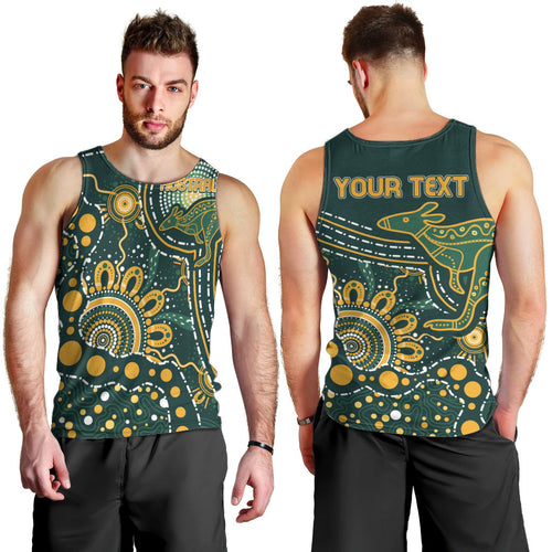 Australia Kangaroos Custom Indigenous Personalised Men Tank Top Aboriginal Arts - Rising Sun