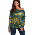 Australia Kangaroos Custom Indigenous Personalised Off Shoulder Sweater Aboriginal Arts - Rising Sun