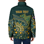 Australia Kangaroos Custom Indigenous Personalised Padded Jacket Aboriginal Arts - Rising Sun