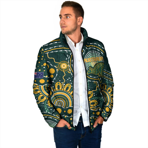 Australia Kangaroos Custom Indigenous Personalised Padded Jacket Aboriginal Arts - Rising Sun