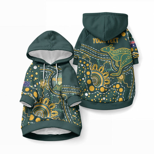 Australia Kangaroos Custom Indigenous Personalised Pet Hoodie Aboriginal Arts - Rising Sun