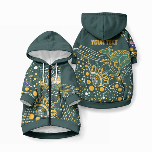 Australia Kangaroos Custom Indigenous Personalised Pet Hoodie Aboriginal Arts - Rising Sun