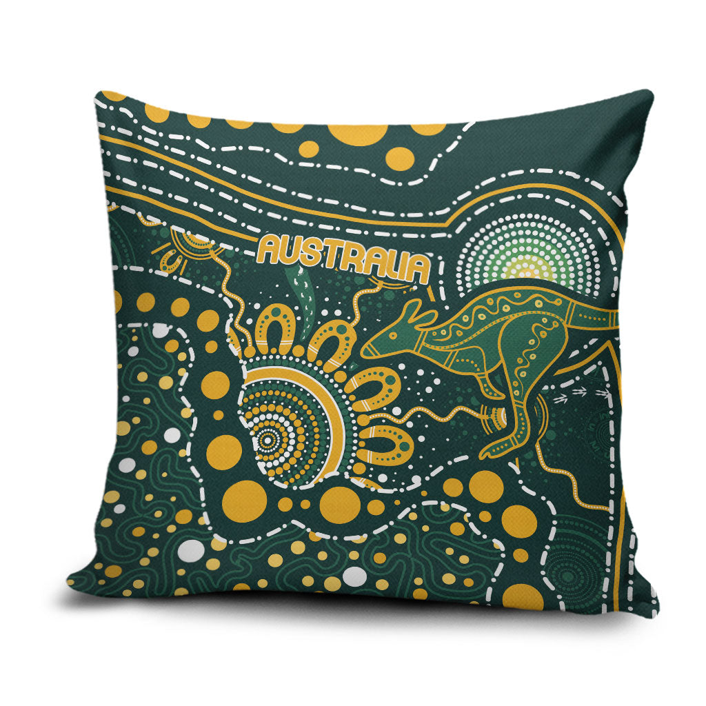 Australia Kangaroos Indigenous Pillow Cover Aboriginal Arts - Rising Sun
