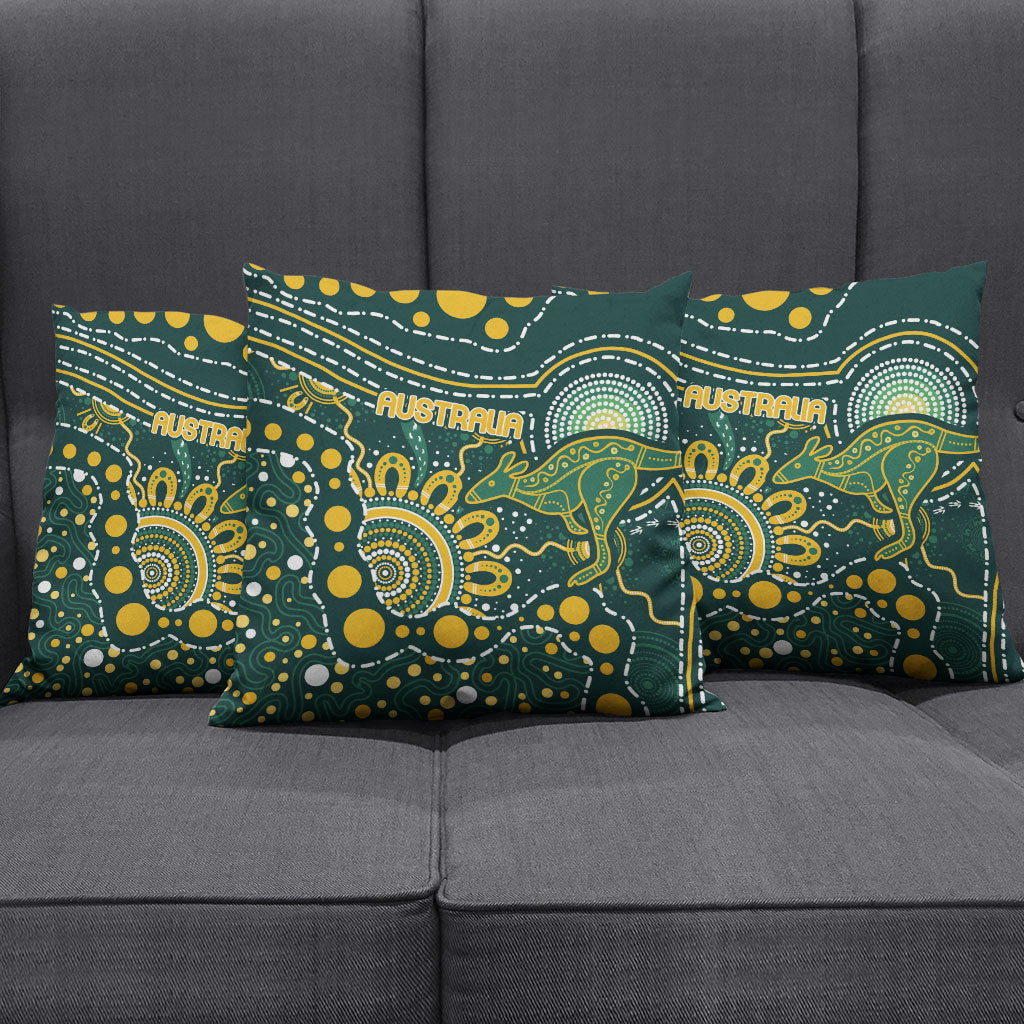 Australia Kangaroos Indigenous Pillow Cover Aboriginal Arts - Rising Sun