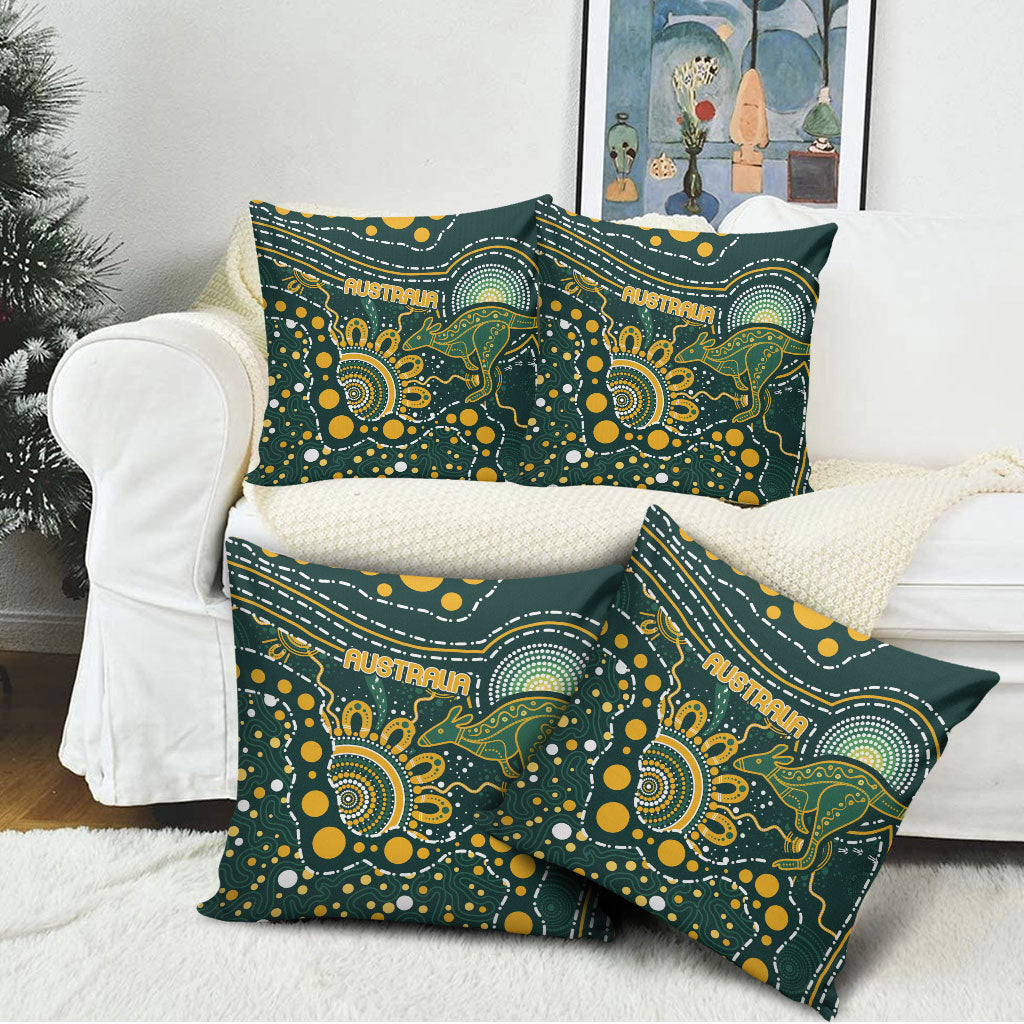 Australia Kangaroos Indigenous Pillow Cover Aboriginal Arts - Rising Sun