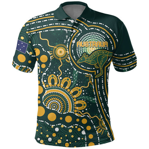 Australia Kangaroos Custom Indigenous Personalised Polo Shirt Aboriginal Arts - Rising Sun