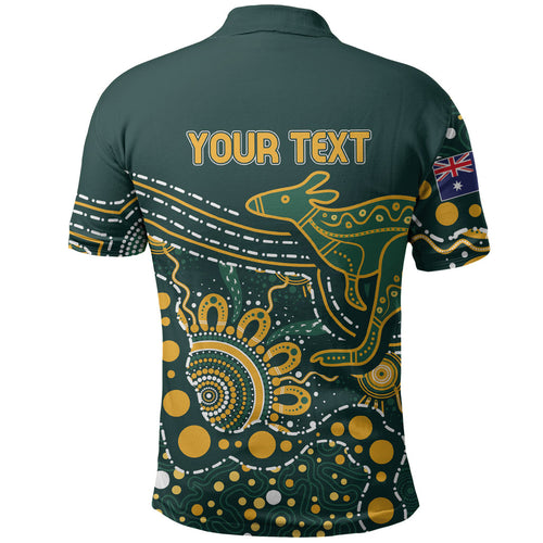 Australia Kangaroos Custom Indigenous Personalised Polo Shirt Aboriginal Arts - Rising Sun