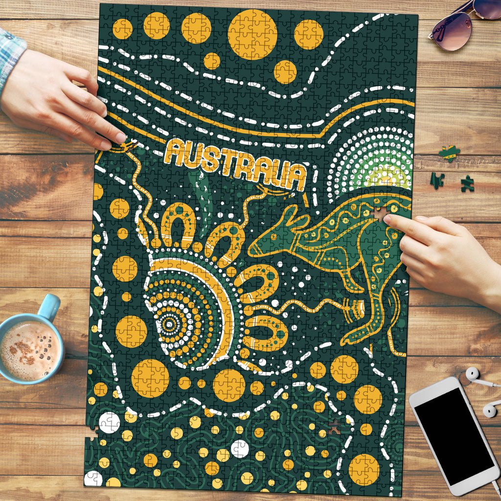 Australia Kangaroos Indigenous Puzzle Aboriginal Arts - Rising Sun