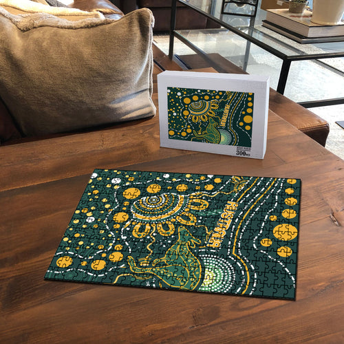 Australia Kangaroos Indigenous Puzzle Aboriginal Arts - Rising Sun