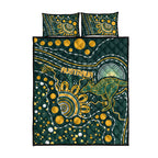 Australia Kangaroos Indigenous Quilt Bed Set Aboriginal Arts - Rising Sun