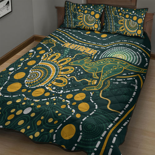 Australia Kangaroos Indigenous Quilt Bed Set Aboriginal Arts - Rising Sun