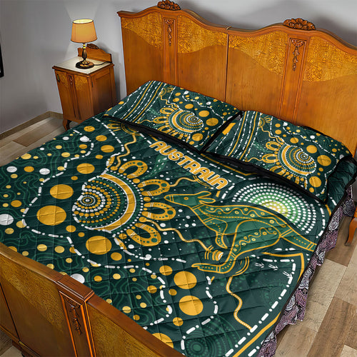 Australia Kangaroos Indigenous Quilt Bed Set Aboriginal Arts - Rising Sun