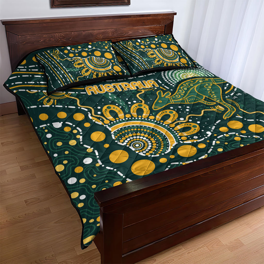 Australia Kangaroos Indigenous Quilt Bed Set Aboriginal Arts - Rising Sun