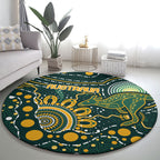 Australia Kangaroos Indigenous Round Carpet Aboriginal Arts - Rising Sun