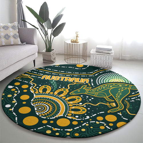 Australia Kangaroos Indigenous Round Carpet Aboriginal Arts - Rising Sun