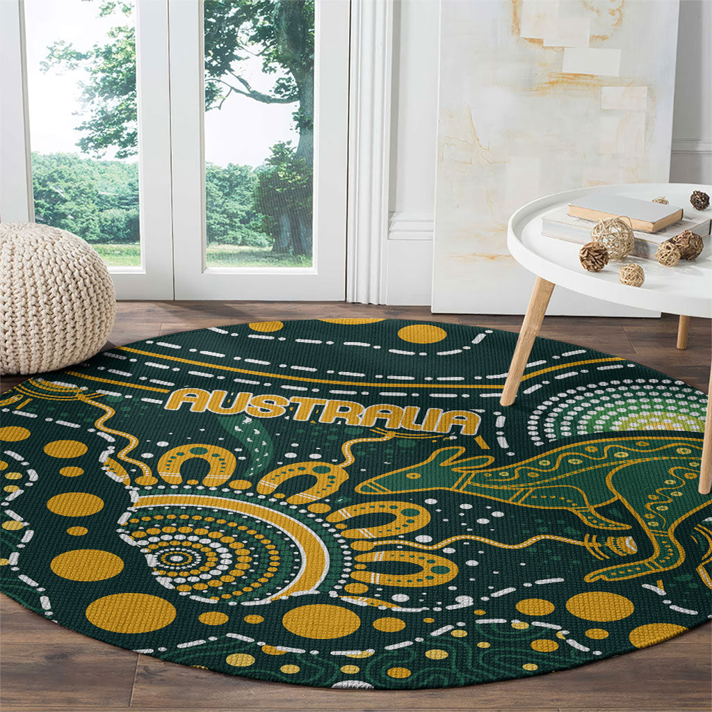 Australia Kangaroos Indigenous Round Carpet Aboriginal Arts - Rising Sun