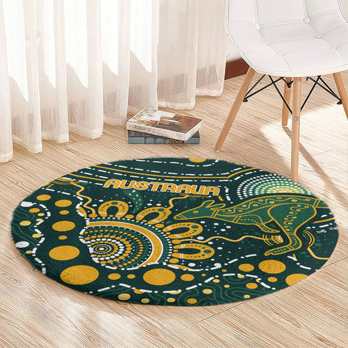Australia Kangaroos Indigenous Round Carpet Aboriginal Arts - Rising Sun
