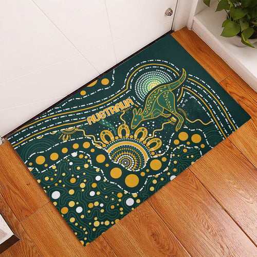 Australia Kangaroos Indigenous Rubber Doormat Aboriginal Arts - Rising Sun