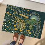 Australia Kangaroos Indigenous Rubber Doormat Aboriginal Arts - Rising Sun