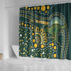 Australia Kangaroos Indigenous Shower Curtain Aboriginal Arts - Rising Sun