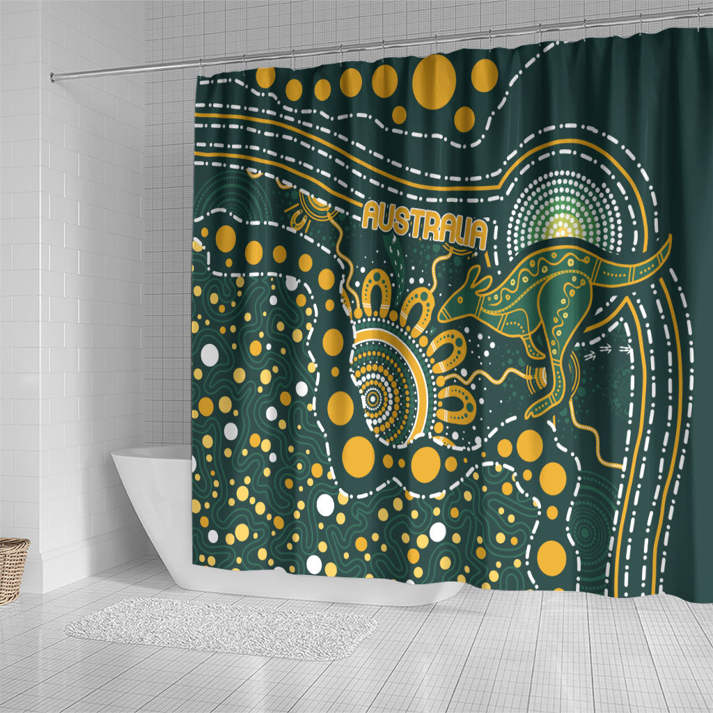 Australia Kangaroos Indigenous Shower Curtain Aboriginal Arts - Rising Sun