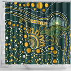 Australia Kangaroos Indigenous Shower Curtain Aboriginal Arts - Rising Sun