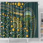 Australia Kangaroos Indigenous Shower Curtain Aboriginal Arts - Rising Sun