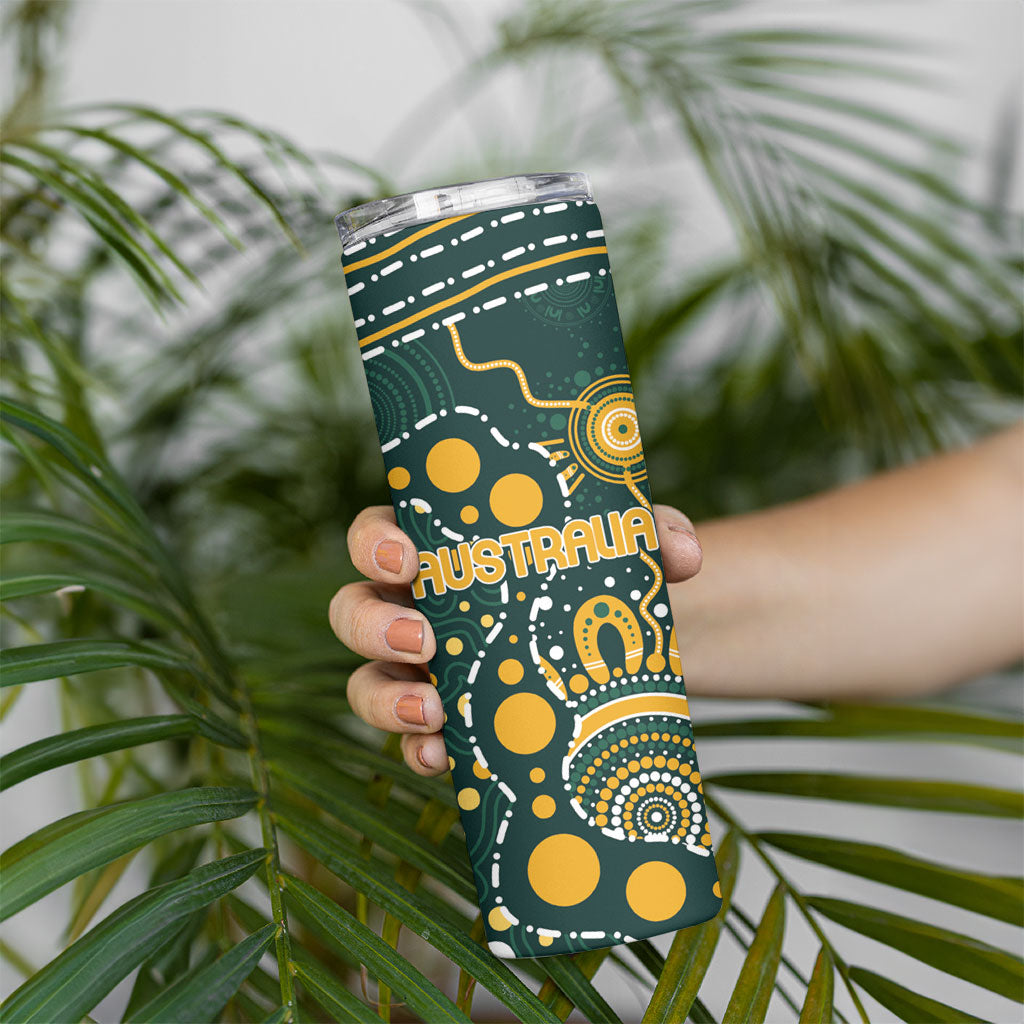 Australia Kangaroos Indigenous Skinny Tumbler Aboriginal Arts - Rising Sun