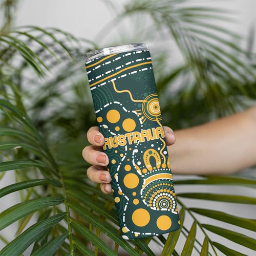 Australia Kangaroos Indigenous Skinny Tumbler Aboriginal Arts - Rising Sun