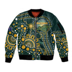 Australia Kangaroos Custom Indigenous Personalised Sleeve Zip Bomber Jacket Aboriginal Arts - Rising Sun