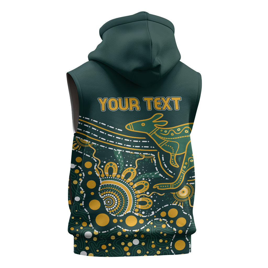 Australia Kangaroos Custom Indigenous Personalised Sleeveless Hoodie Aboriginal Arts - Rising Sun
