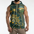 Australia Kangaroos Custom Indigenous Personalised Sleeveless Hoodie Aboriginal Arts - Rising Sun