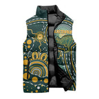 Australia Kangaroos Custom Indigenous Personalised Sleeveless Puffer Jacket Aboriginal Arts - Rising Sun