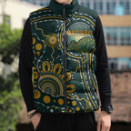 Australia Kangaroos Custom Indigenous Personalised Sleeveless Puffer Jacket Aboriginal Arts - Rising Sun