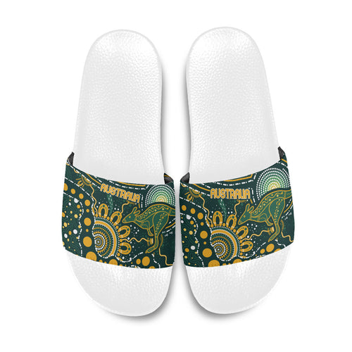 Australia Kangaroos Indigenous Slide Sandals Aboriginal Arts - Rising Sun