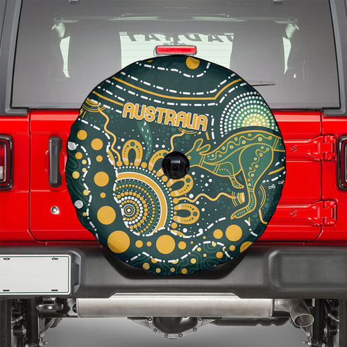 Australia Kangaroos Indigenous Spare Tire Cover Aboriginal Arts - Rising Sun