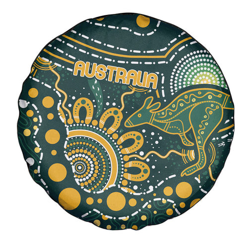 Australia Kangaroos Indigenous Spare Tire Cover Aboriginal Arts - Rising Sun