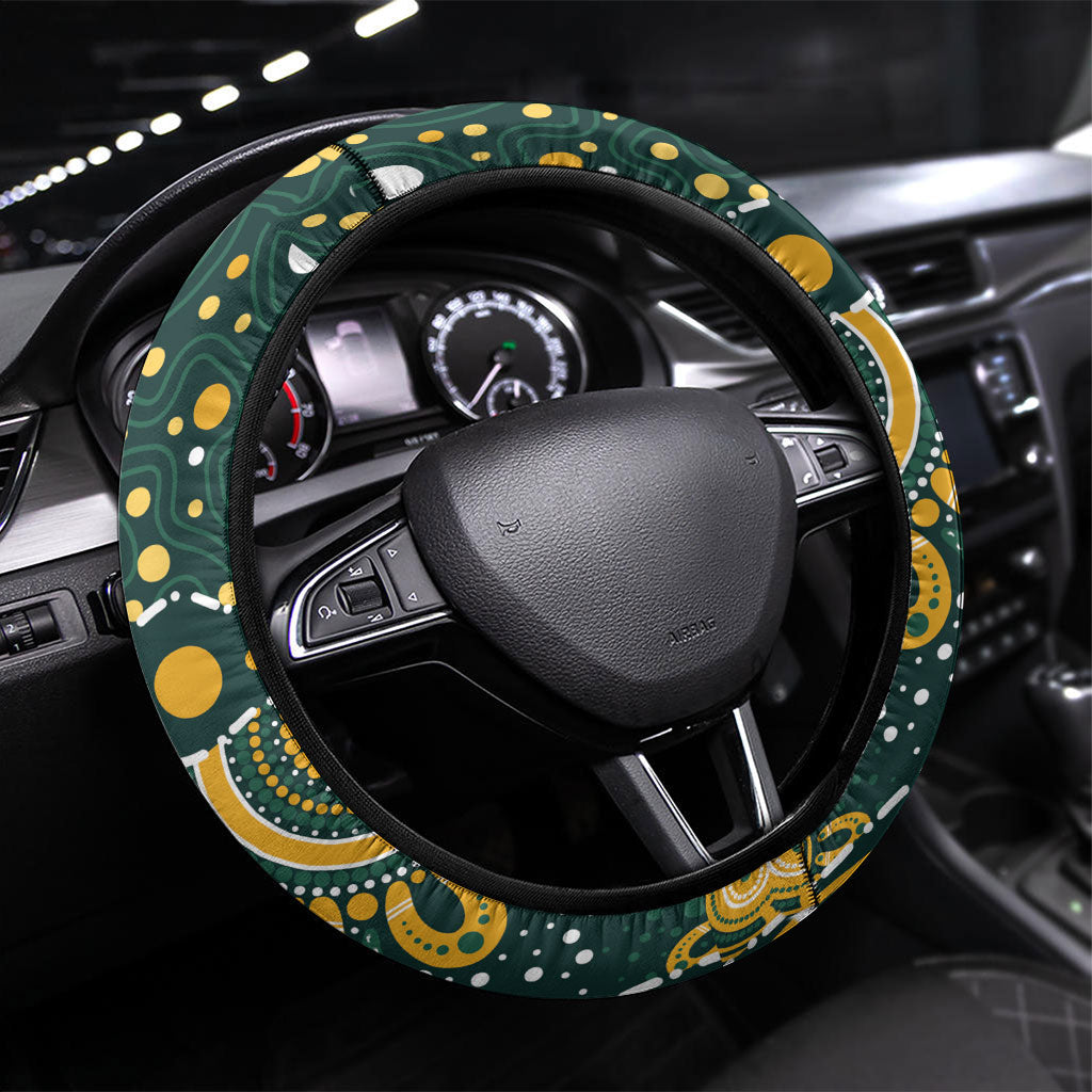Australia Kangaroos Indigenous Steering Wheel Cover Aboriginal Arts - Rising Sun