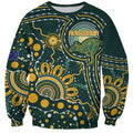 Australia Kangaroos Custom Indigenous Personalised Sweatshirt Aboriginal Arts - Rising Sun