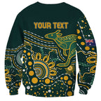 Australia Kangaroos Custom Indigenous Personalised Sweatshirt Aboriginal Arts - Rising Sun