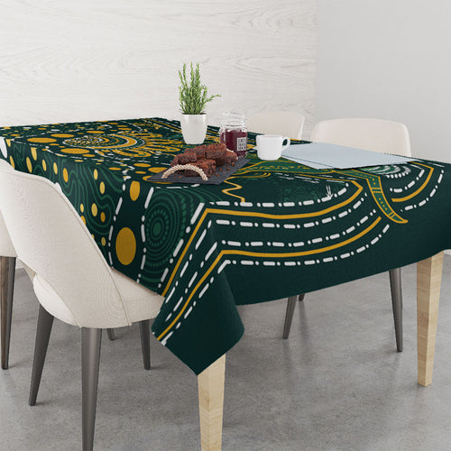 Australia Kangaroos Indigenous Tablecloth Aboriginal Arts - Rising Sun