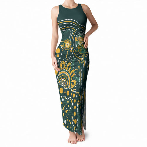 Australia Kangaroos Custom Indigenous Personalised Tank Maxi Dress Aboriginal Arts - Rising Sun
