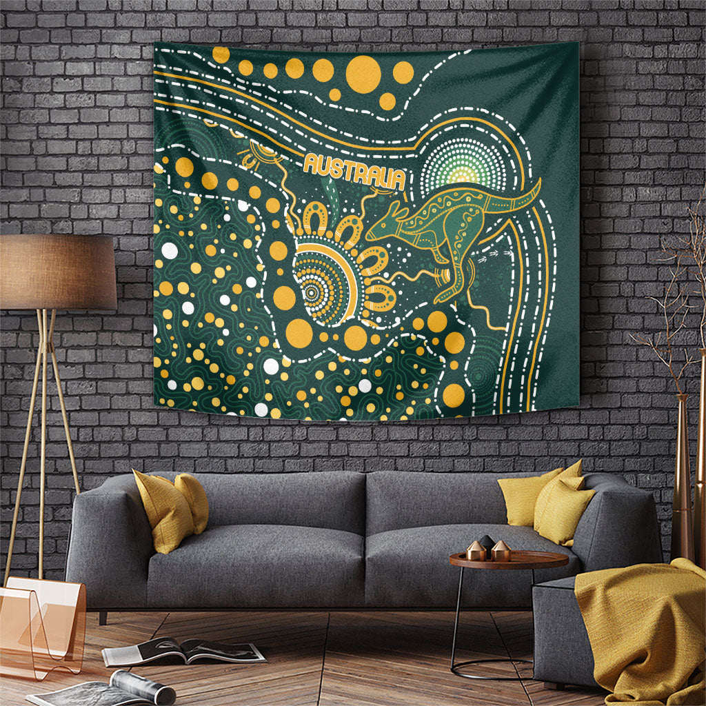 Australia Kangaroos Indigenous Tapestry Aboriginal Arts - Rising Sun