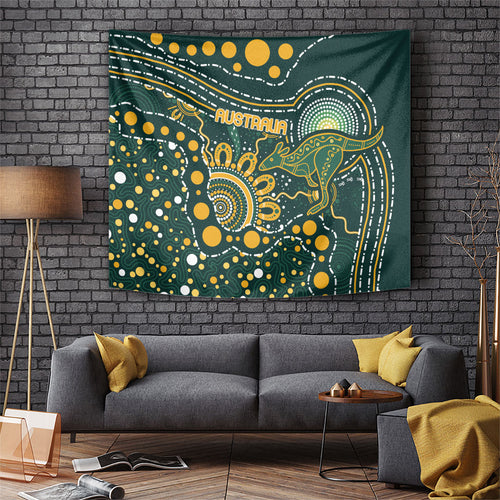 Australia Kangaroos Indigenous Tapestry Aboriginal Arts - Rising Sun