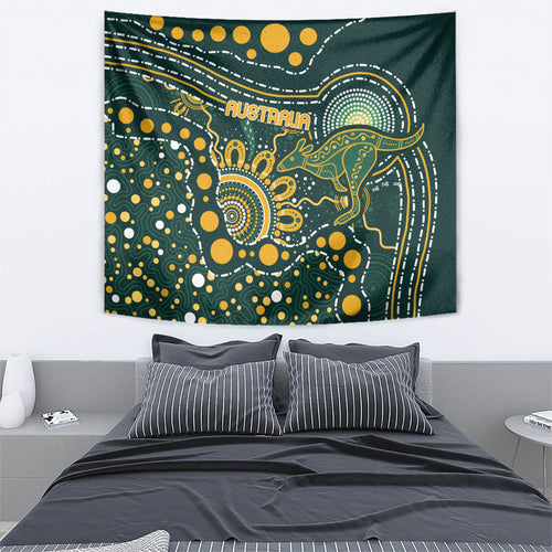 Australia Kangaroos Indigenous Tapestry Aboriginal Arts - Rising Sun